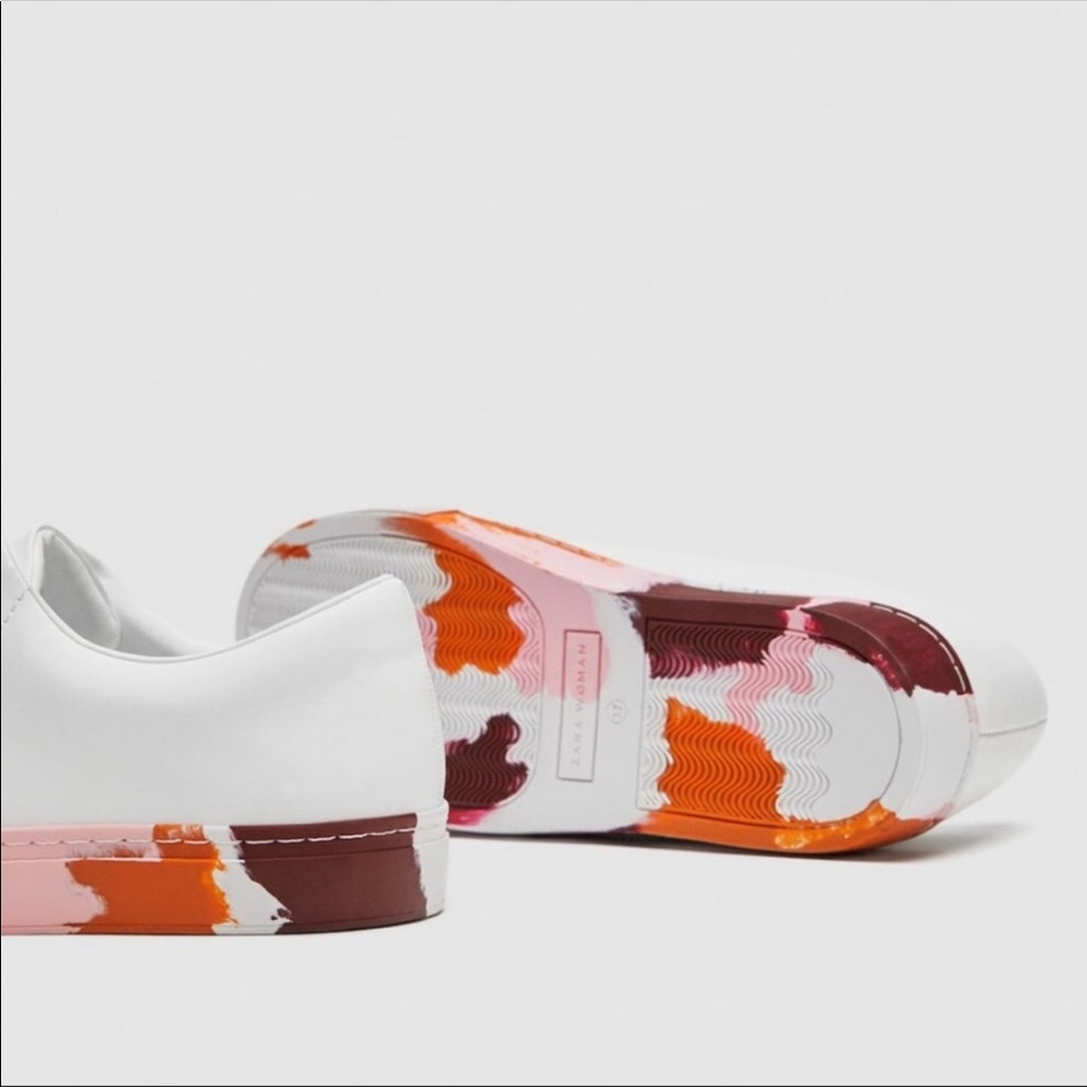 Zara Woman White Sneaker With Colorful Sole - Picture 2 of 11